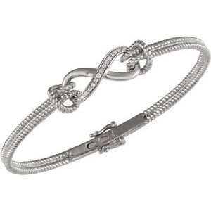 14K White 1/8 CTW Diamond Bangle 7.5" Bracelet