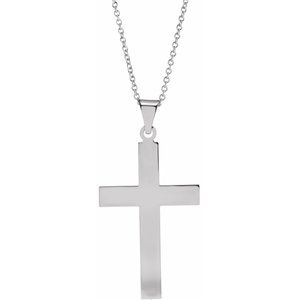 Sterling Silver 28 x 18 mm Cross 18" Necklace