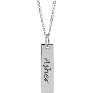Sterling Silver 20x5 mm Engravable Bar 16-18" Necklace