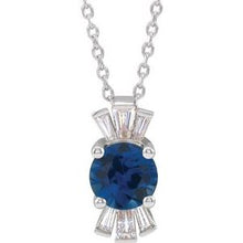 Load image into Gallery viewer, Sterling Silver Blue Sapphire &amp; 1/6 CTW Diamond Necklace
