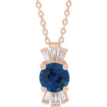 Charger l&#39;image dans la galerie, Collier saphir bleu 14K et diamant 1/6 CTW
