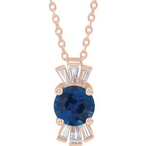Collier saphir bleu 14K et diamant 1/6 CTW