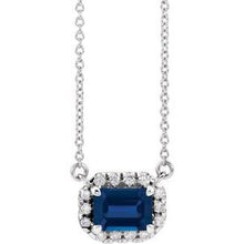 Load image into Gallery viewer, Sterling Silver Blue Sapphire &amp; 1/5 CTW Diamond 16&quot;  Necklace
