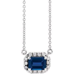 Sterling Silver Blue Sapphire & 1/5 CTW Diamond 16