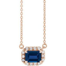 Load image into Gallery viewer, 14K Rose Blue Sapphire &amp; 1/5 CTW Diamond 18&quot;  Necklace
