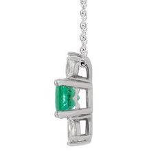 Load image into Gallery viewer, Sterling Silver Emerald &amp; 1/4 CTW Diamond Necklace
