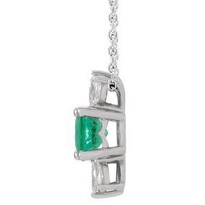 Platinum Emerald & 1/4 CTW Diamond Necklace