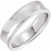 Load image into Gallery viewer, Platinum 10 mm Milgrain Concave Comfort Fit Band Size 13
