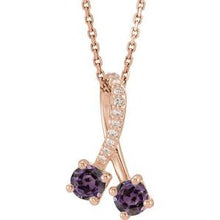 Load image into Gallery viewer, 14K Rose Alexandrite &amp; .05 CTW Diamond 16-18&quot; Necklace
