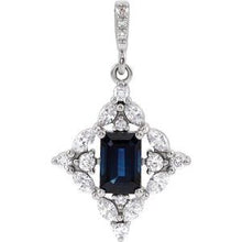 Load image into Gallery viewer, Platinum Blue Sapphire &amp; 3/8 CTW Diamond Pendant
