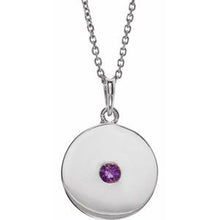 Load image into Gallery viewer, Sterling Silver Amethyst Disc 16-18&quot; Necklace
