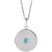 Load image into Gallery viewer, Sterling Silver Blue Zircon Disc 16-18&quot; Necklace
