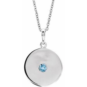 Sterling Silver Aquamarine Disc 16-18