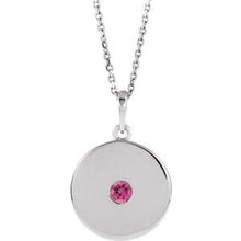 Load image into Gallery viewer, Sterling Silver Pink Tourmaline Disc 16-18&quot; Necklace
