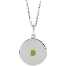 Load image into Gallery viewer, Sterling Silver Peridot Disc 16-18&quot; Necklace
