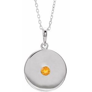 Sterling Silver Citrine Disc 16-18