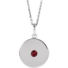 Charger l&#39;image dans la galerie, Sterling Silver Chatham¬Æ Lab-Created Ruby Disc 16-18&quot; Necklace
