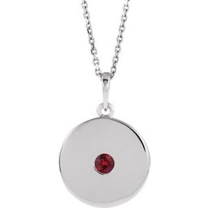 Sterling Silver Chatham¬Æ Lab-Created Ruby Disc 16-18" Necklace