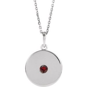 Sterling Silver Mozambique Garnet Disc 16-18" Necklace