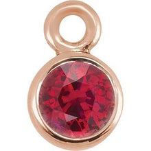 Load image into Gallery viewer, 14K Rose Ruby Micro Bezel Dangle
