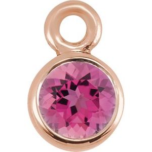 14K Rose Pink Tourmaline Micro Bezel Dangle