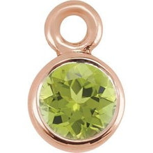 Load image into Gallery viewer, 14K Rose Peridot Micro Bezel Dangle
