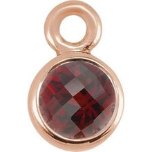 Load image into Gallery viewer, 14K Rose Garnet Micro Bezel Dangle
