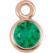 Load image into Gallery viewer, 14K Rose Chatham¬Æ Created  Emerald Micro Bezel Dangle
