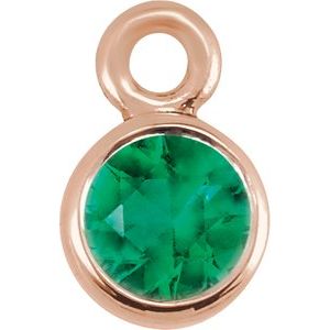 14K Rose Chatham¬Æ Created  Emerald Micro Bezel Dangle