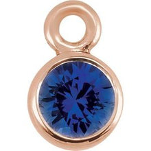 Load image into Gallery viewer, 14K Rose Blue Sapphire Micro Bezel Dangle
