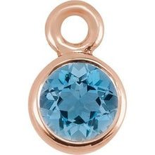 Load image into Gallery viewer, 14K Rose Aquamarine Micro Bezel Dangle
