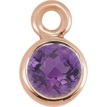 Load image into Gallery viewer, 14K Rose Amethyst Micro Bezel Dangle

