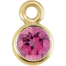 Load image into Gallery viewer, 14K Yellow Pink Tourmaline Micro Bezel Dangle
