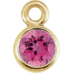 14K Yellow Pink Tourmaline Micro Bezel Dangle
