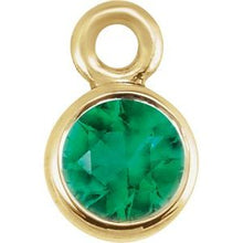 Load image into Gallery viewer, 14K Yellow Chatham¬Æ Created  Emerald Micro Bezel Dangle
