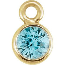 Charger l&#39;image dans la galerie, 14K Yellow Blue Zircon Micro Bezel Dangle
