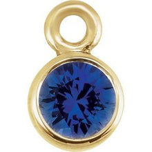 Load image into Gallery viewer, 14K Yellow Chatham¬Æ Created Blue Sapphire Micro Bezel Dangle
