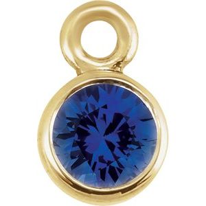 14K Yellow Chatham¬Æ Created Blue Sapphire Micro Bezel Dangle