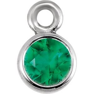 Sterling Silver Chatham¬Æ Created  Emerald Micro Bezel Dangle