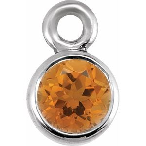 14K White Citrine Micro Bezel Dangle