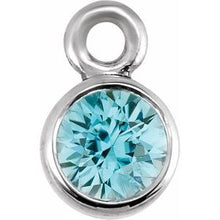 Load image into Gallery viewer, Platinum Blue Zircon Micro Bezel Dangle
