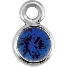 Charger l&#39;image dans la galerie, Platinum Chatham¬Æ Created Blue Sapphire Micro Bezel Dangle
