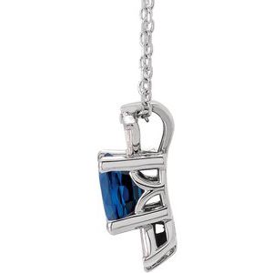 Collier saphir bleu blanc 14K et diamant 1/6 CTW