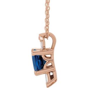 Collier saphir bleu 14K et diamant 1/6 CTW
