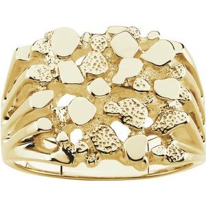 18K Yellow Men's Nugget Ring