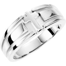 Load image into Gallery viewer, Sterling Silver 8 mm Grooved Cross Band Size 11
