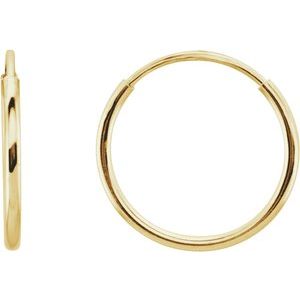 14K Yellow 12 mm Endless Hoop Earrings