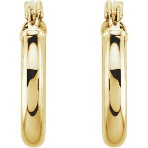 14K Yellow 13 mm Tube Hoop Earrings