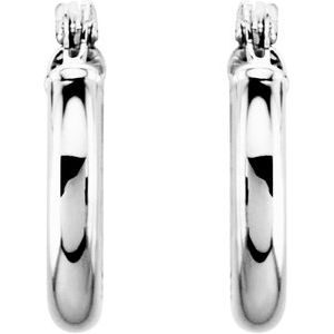 14K White 13 mm Tube Hoop Earrings