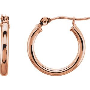 14K Rose 15 mm Hoop Earrings